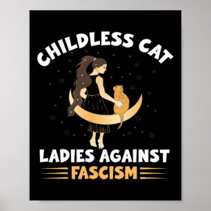 Póster Gato sin hijos contra el fascismo y gato sin hijos
