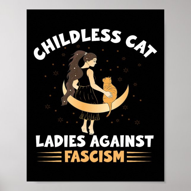 Póster Gato sin hijos contra el fascismo y gato sin hijos (Frente)