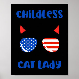 Póster Gato sin hijos Lady 2024 Divertida Gato Lover Muje