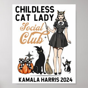 Póster Gato sin hijos vota por Halloween muestra a femini