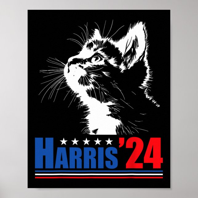 Póster Gato Sin Niños Damas Para Kamala Harris 24 Usa Ele (Frente)