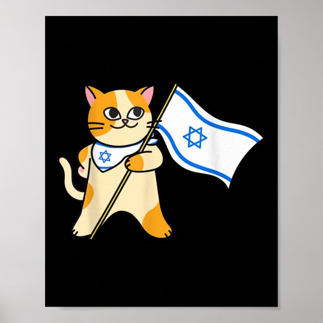 Póster Gato sionista Bandera israelí pro israelí judío (Frente)