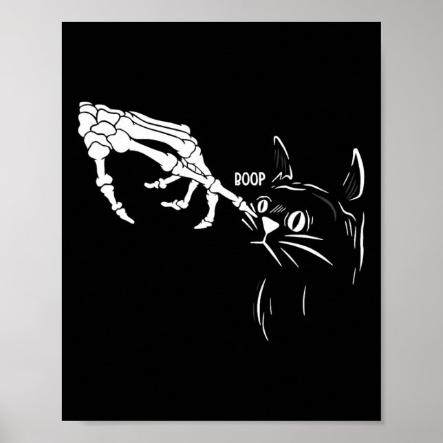 Póster Gato Skeleton Mano Boop Halloween Gatos Lover Masc (Frente)