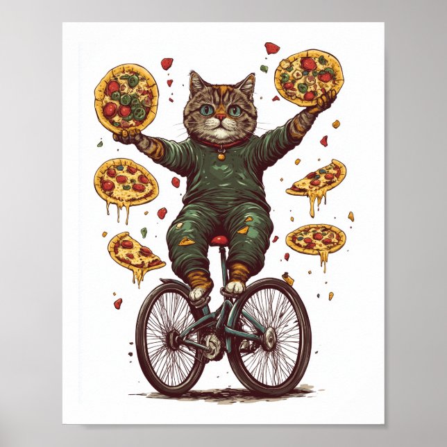 Póster Gato Snack del Circo � Gato Malabarista de Comida  (Frente)