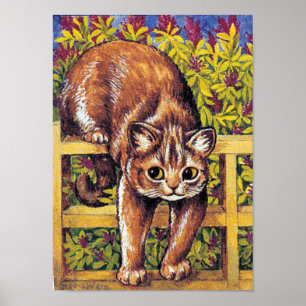Póster Gato sobre cerca, Louis Wain
