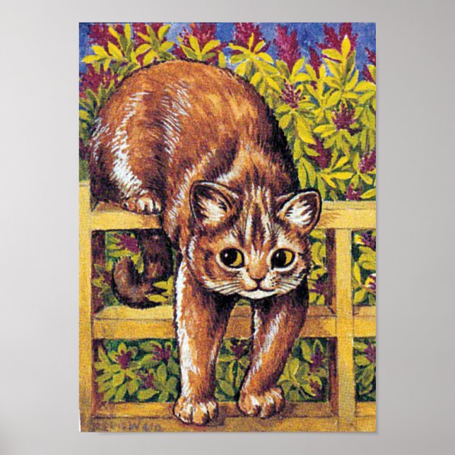 Póster Gato sobre cerca, Louis Wain (Frente)