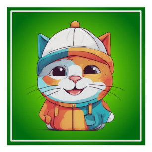 Póster Gato Sonriente con Sombrero-78190