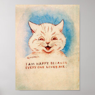 Póster Gato Sonriente Feliz, Louis Wain