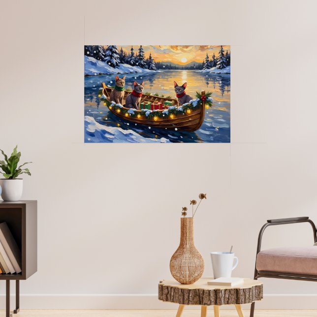 Póster Gato Sphynx Navidad Barco Fiesta (Salón 3)