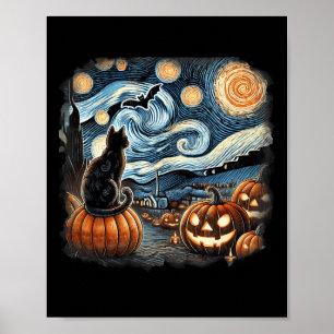 Póster Gato Starry Night Van Gogh Cat Para Gato Que Perte