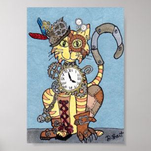 Póster Gato Steampunk