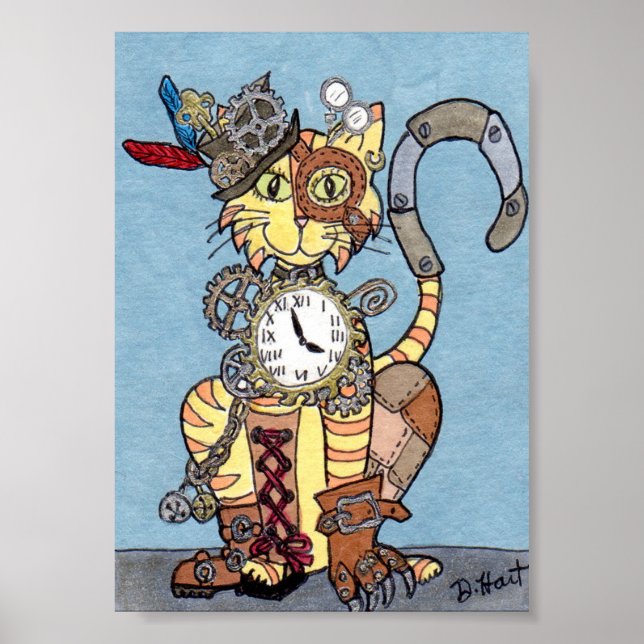 Póster Gato Steampunk (Frente)