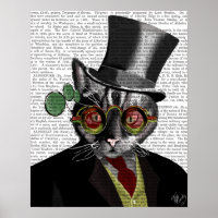 Gato Steampunk - Sombrero superior y gafas amarill