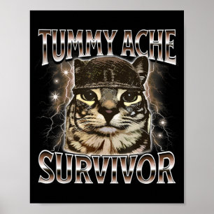 Póster Gato superviviente de dolor de barriga divertido M