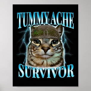 Póster Gato Superviviente de Dolor de Barriga Meme Dicho