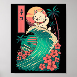 Póster Gato Surf Japonés _1