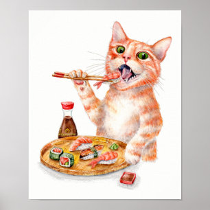 Póster Gato Sushi