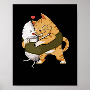Póster Gato sushi Kawaii Anime Neko Japonés