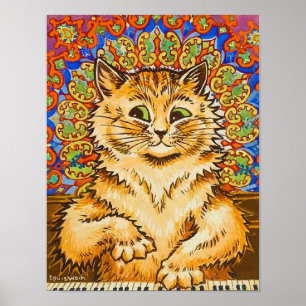 Póster Gato tocando piano, Louis Wain