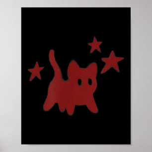 Póster Gato Tomcat Asustado de los 90 Y2k Bajo Estrellado