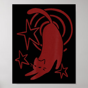 Póster Gato Tomcat Dormilón Lindo de los 90 Y2K Estirándo