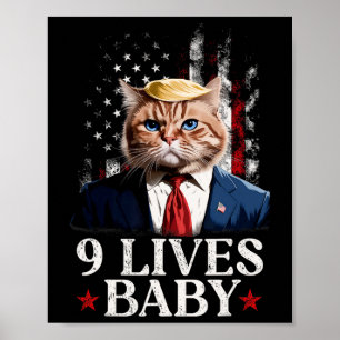 Póster Gato Trump 9 Vidas Por Trump 2024 Victoria Ganar G