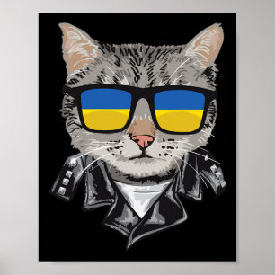 Póster Gato Ucrania Bandera Sungles - Gato Ucraniano Geni
