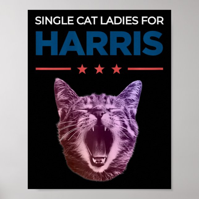 Póster Gato Único Para Harris 2024 Political (Frente)