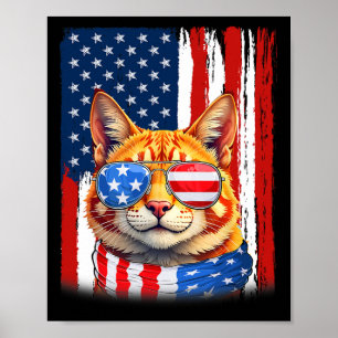 Póster Gato Usa Bandera De América Gato Patriótico 4 De J