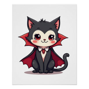Póster Gato vampiro � Camiseta de mascota linda de Hallow