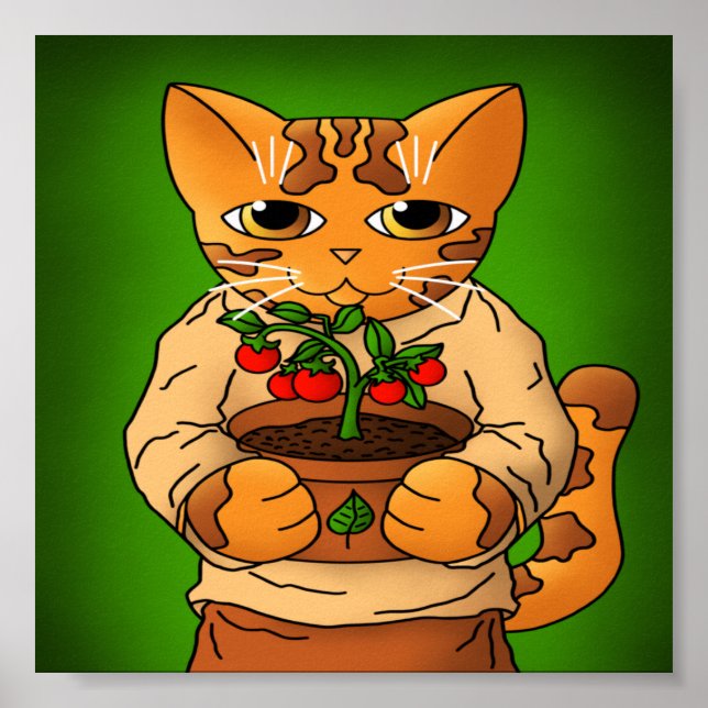 Póster Gato Vegan Gardener (Frente)