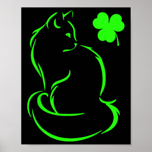 Póster Gato verde de Shamrock St Patricks Día Gato amante