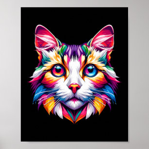 Póster Gato vibrante del gato arco iris ama al entusiasta
