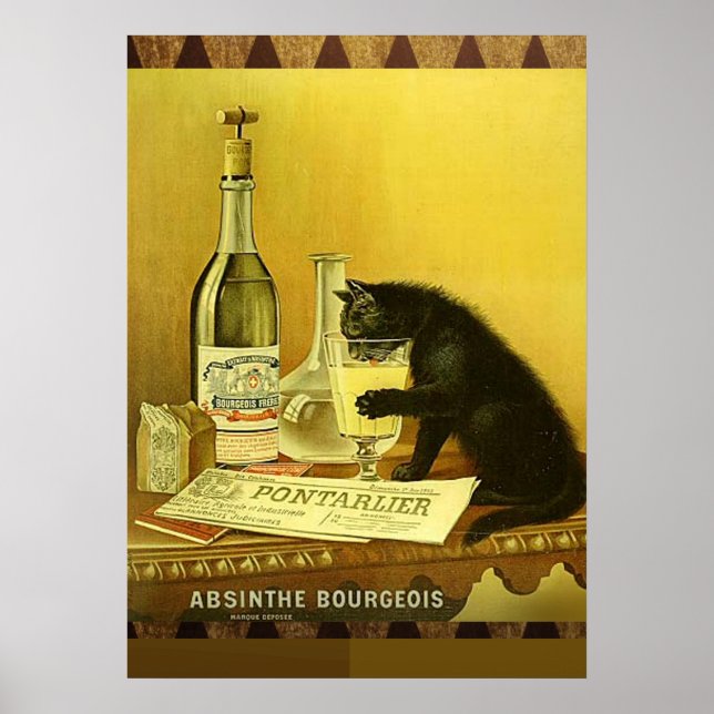 Póster Gato vintage - Absinthe Bourgeois (Frente)