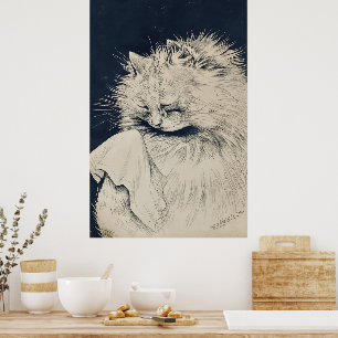 Póster Gato vintage de Louis William Wain