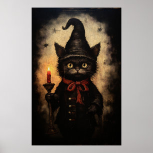 Póster Gato vintage gótico espumoso