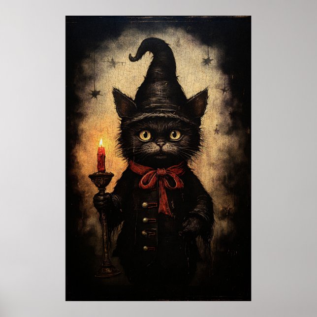 Póster Gato vintage gótico espumoso (Frente)