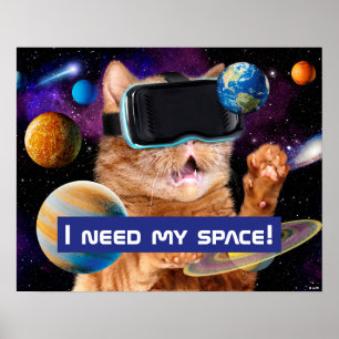 Póster Gato VR en el espacio