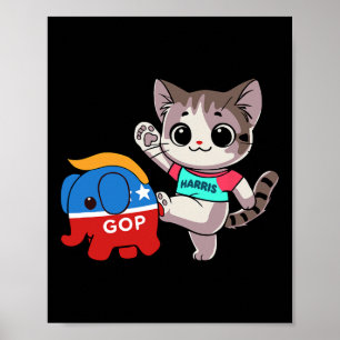 Póster Gato vs. elefante fantasma - Kamala Harris - Anti