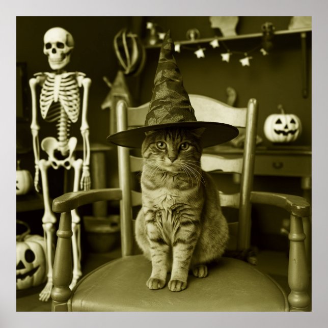 Póster Gato Witchy Halloween (Frente)