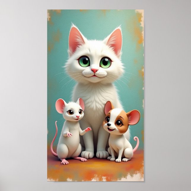 Póster Gato y amigos (Frente)