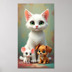 Póster Gato y amigos