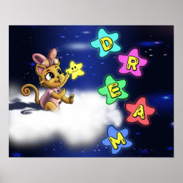 Póster Gato y Estrellas