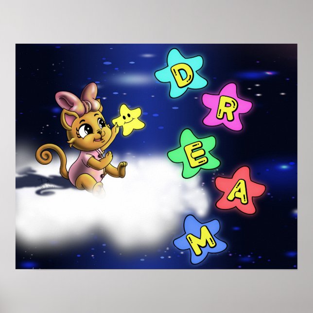 Póster Gato y Estrellas (Frente)