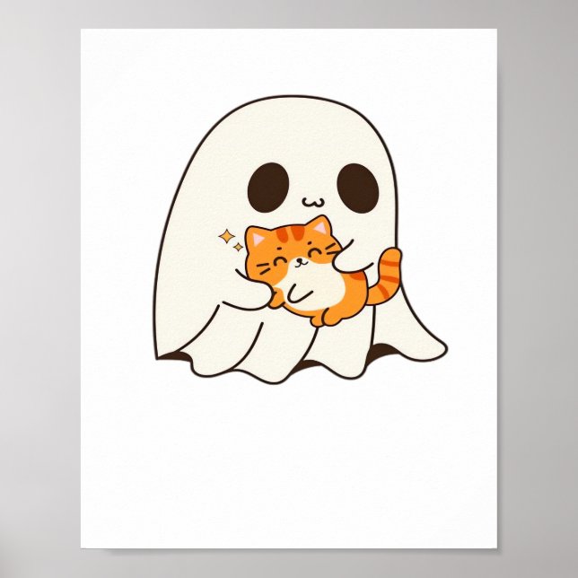 Póster Gato y fantasma, camiseta clásica de regalo de Hal (Frente)