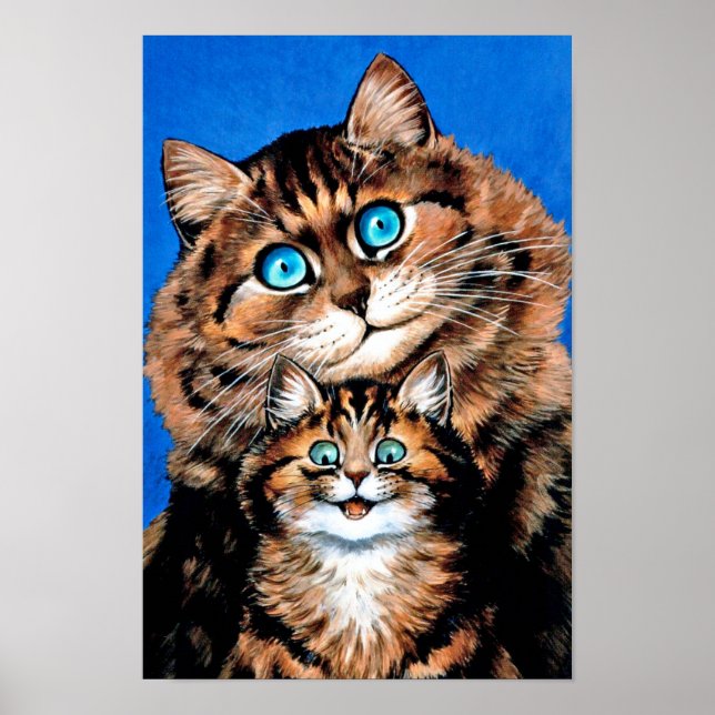 Póster Gato y gatito divertidos, Louis Wain (Frente)