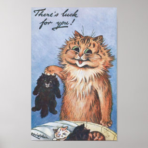 Póster Gato y gatitos, Louis Wain