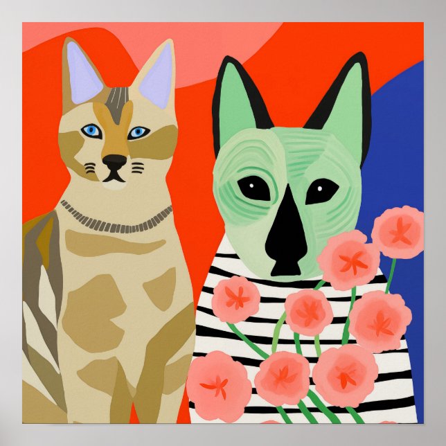 Póster Gato y gato alienígena (Frente)