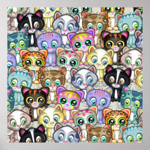 Póster Gato y pandilla de gatos y gatitos de Personalizad