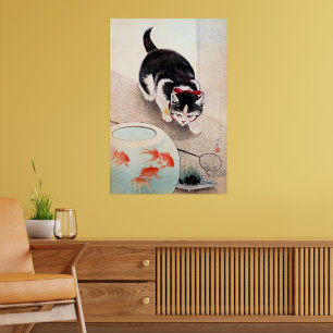 Póster Gato y pecera
